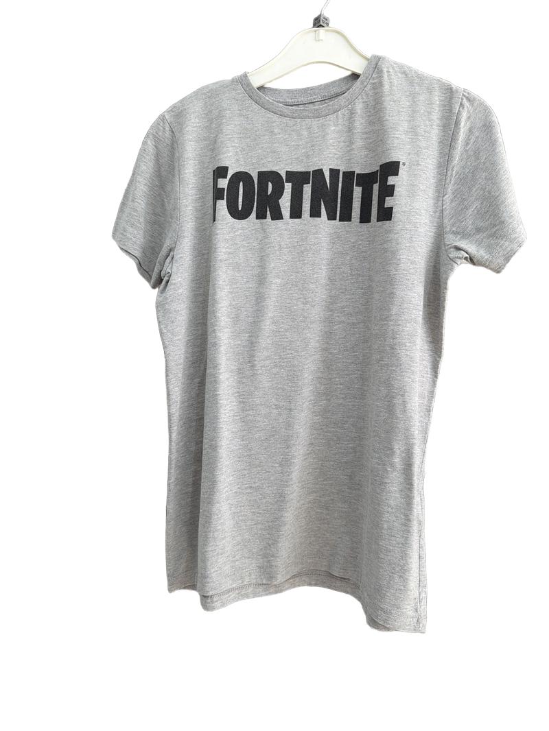 Preloved Primark - Gray FORTNITE T Shirt, Size Large (12-13y)