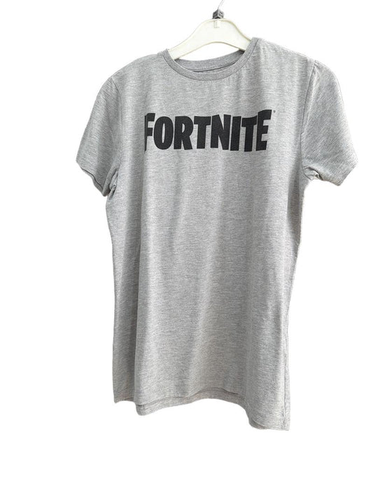Preloved Primark - Gray FORTNITE T Shirt, Size Large (12-13y)
