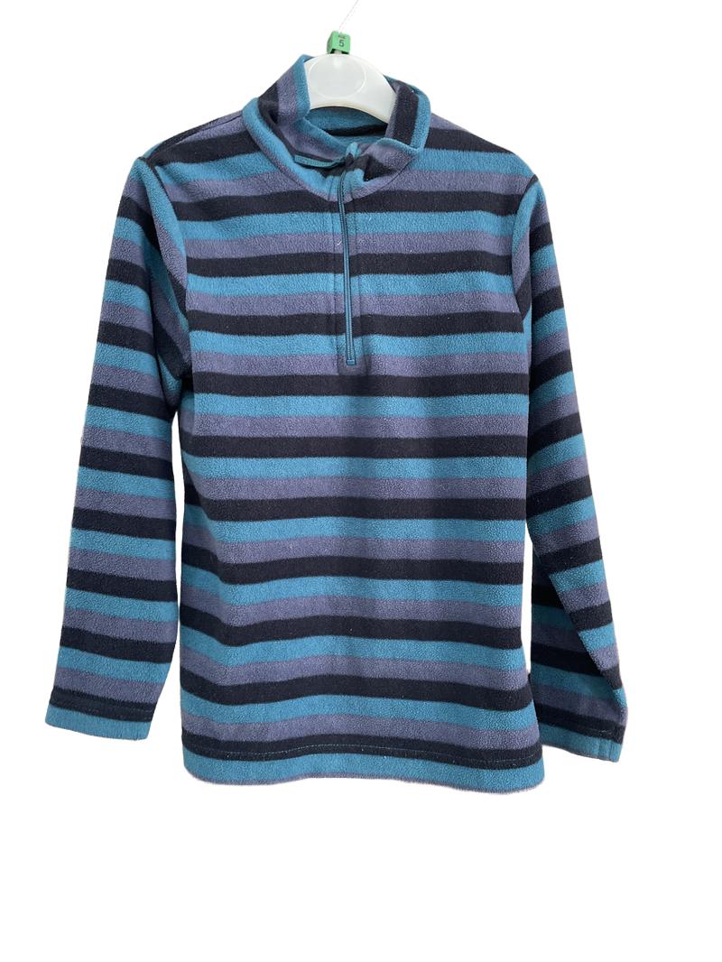 Preloved Mountain Warehouse - Turquise Gray Black Stripe Half Zip Fleece (5-6y)