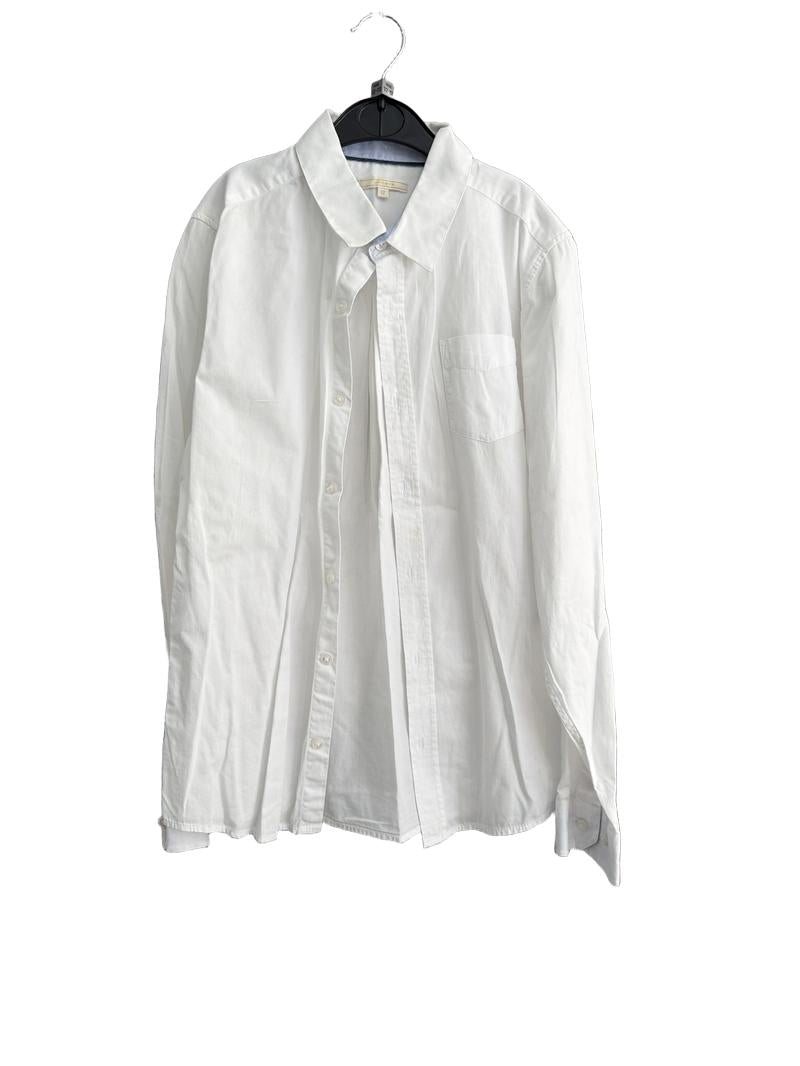 Preloved John Lewis - White Button Down Herringbone Weave Long-sleeved School Uniform Shirt (12-13y)