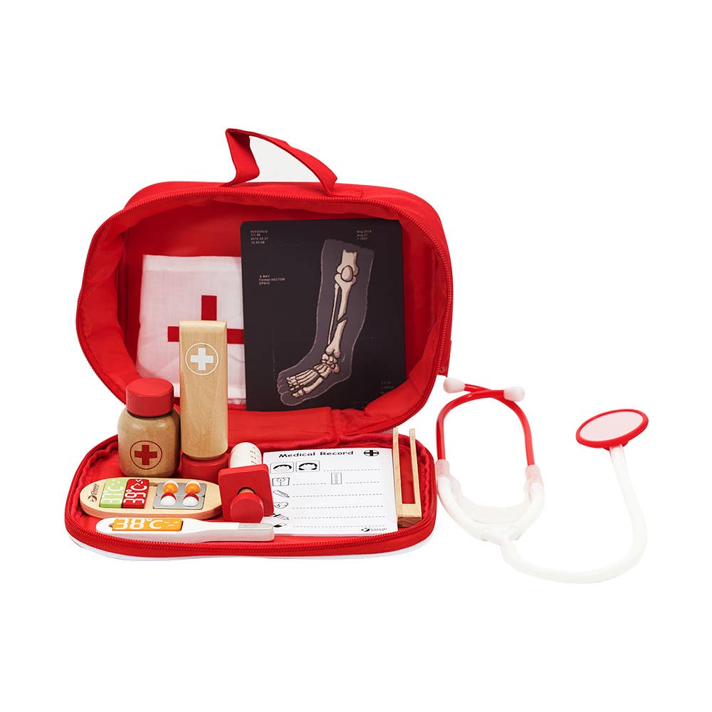 Classic World Red Doctor Set – Wooden Pretend Play