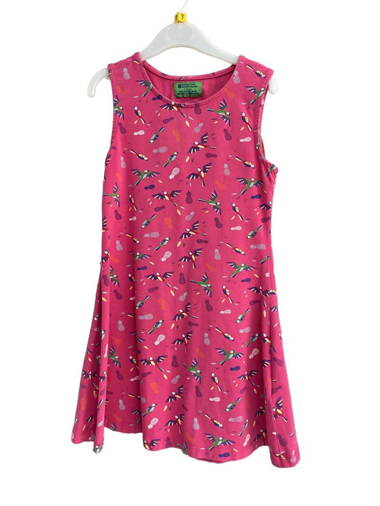 Preloved Mountain Warehouse - Pink Bird Print Sleeveless Dress (7-8y)