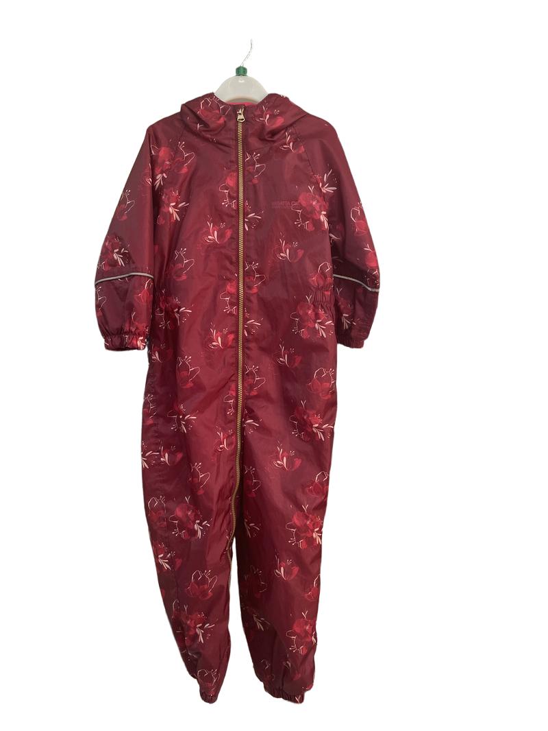 Preloved Regatta Great Outdoors - Raspberry Flower Waterproof Puddle Suit (5-6y)