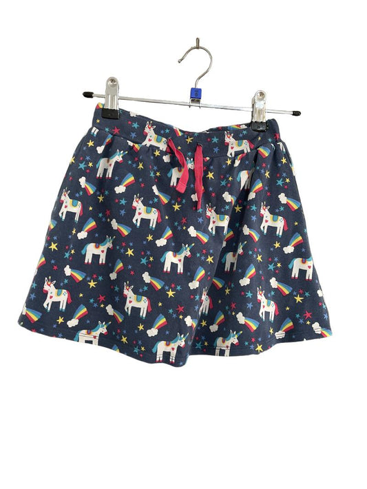 Preloved Frugi - Navy Unicorn Rainbow Skort (6-7y)