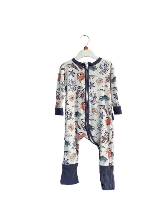 Preloved Grow Grows - Ocean Print Long-sleeved Onesie (9-12m)