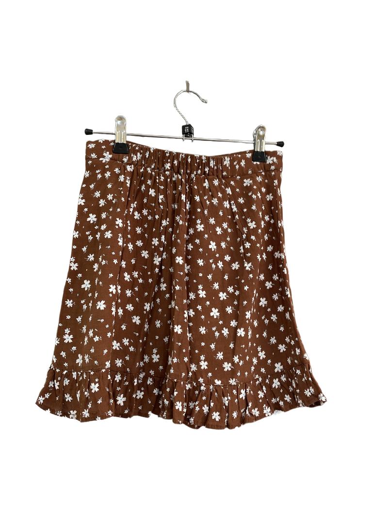 Preloved John Lewis - Brown White Floral Print Skort (11-12y)