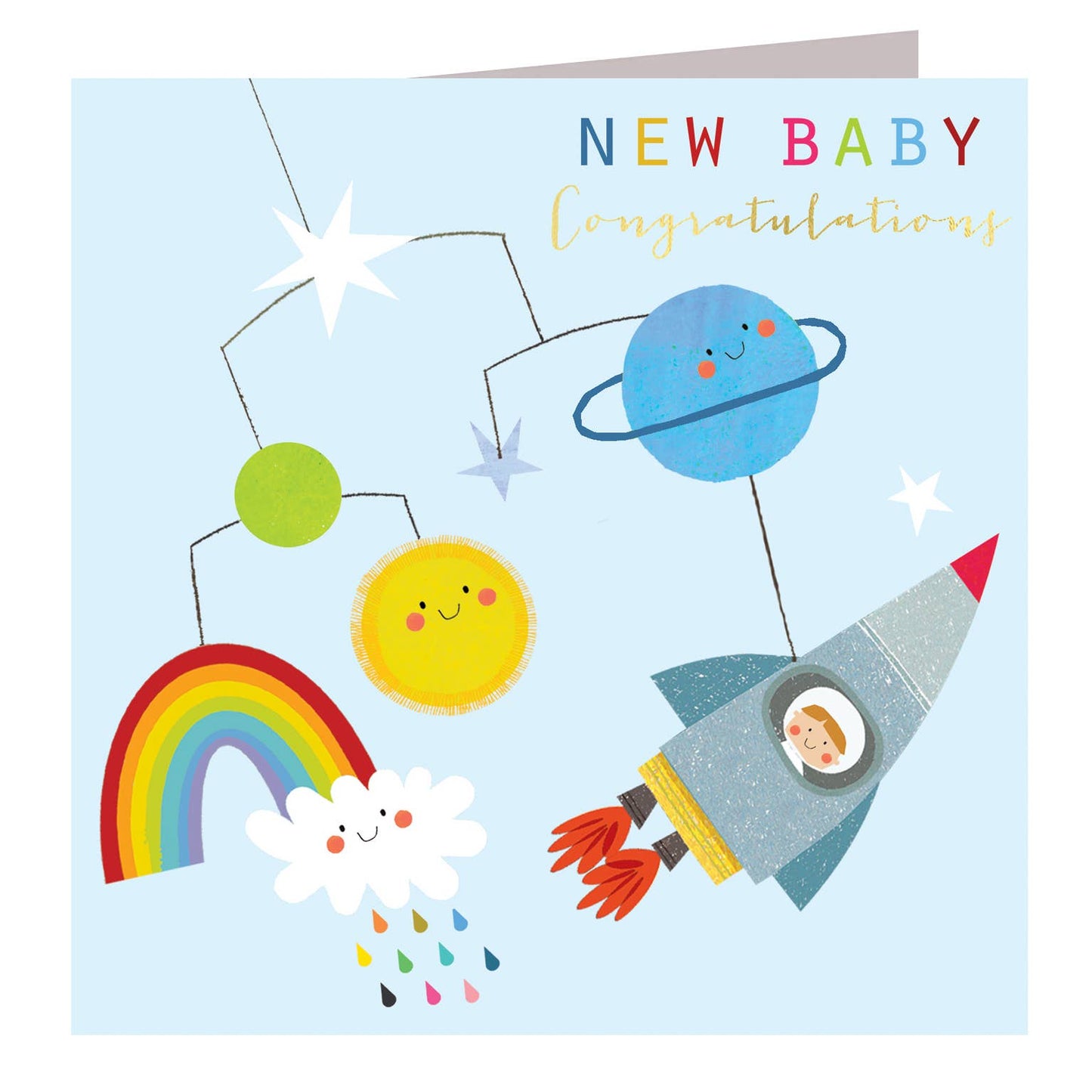 NB51 Gold Foiled Baby Boy Mobile Card