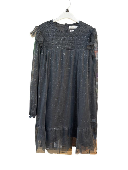 Preloved El Corte Ingles - Gray Glitter Smocked Tulle Long-sleeved Top (11-12y)