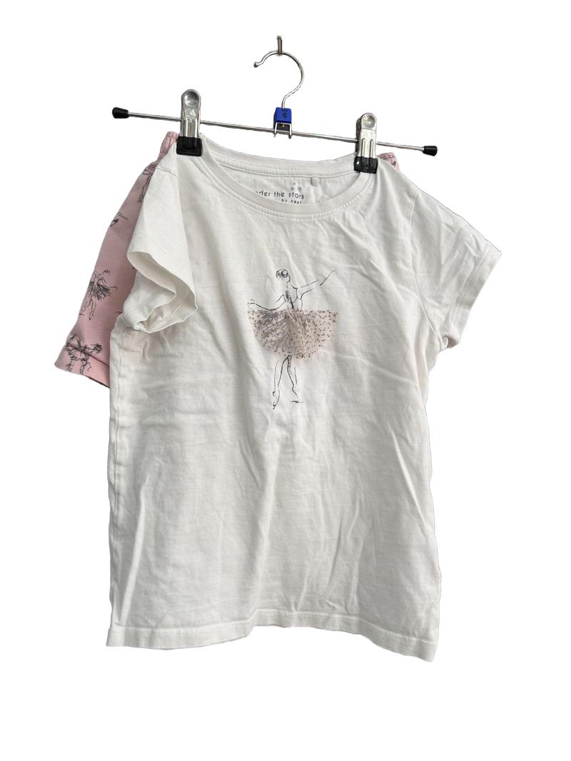 Preloved Next - White Ballet Short-sleeved  Shorts Pyjama Set (6-7y)