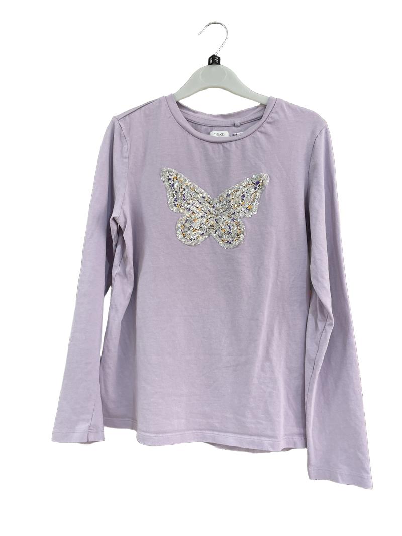 Preloved Next - Purple Sequin Butterfly Long-sleeved Top (11-12y)