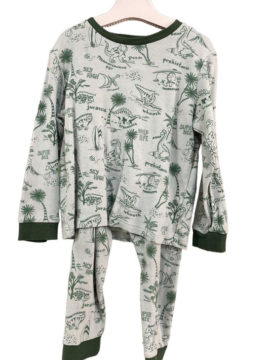 Preloved John Lewis - Blue Green Dinosaur Long-sleeved Pyjama Set (5-6y)