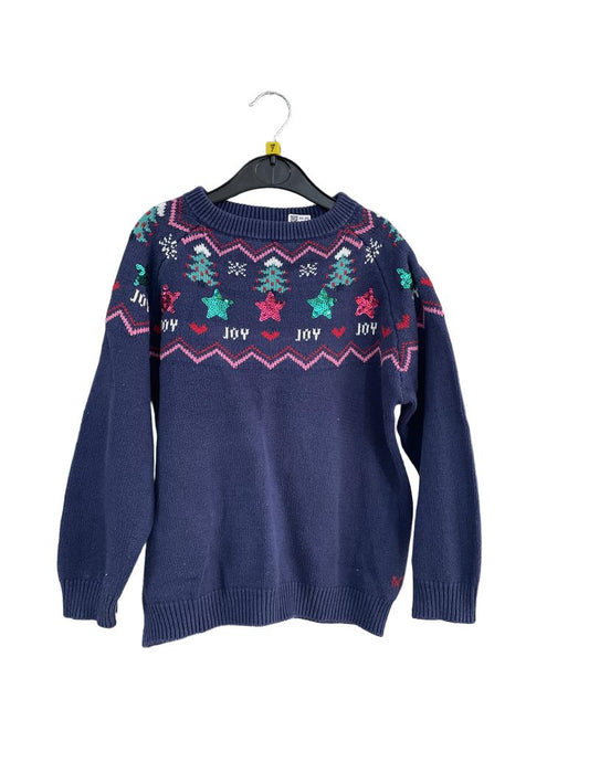 Preloved CCC Kids - Crew Clothing Company - Navy Star Sequin Christmas Jumper (7-8y)