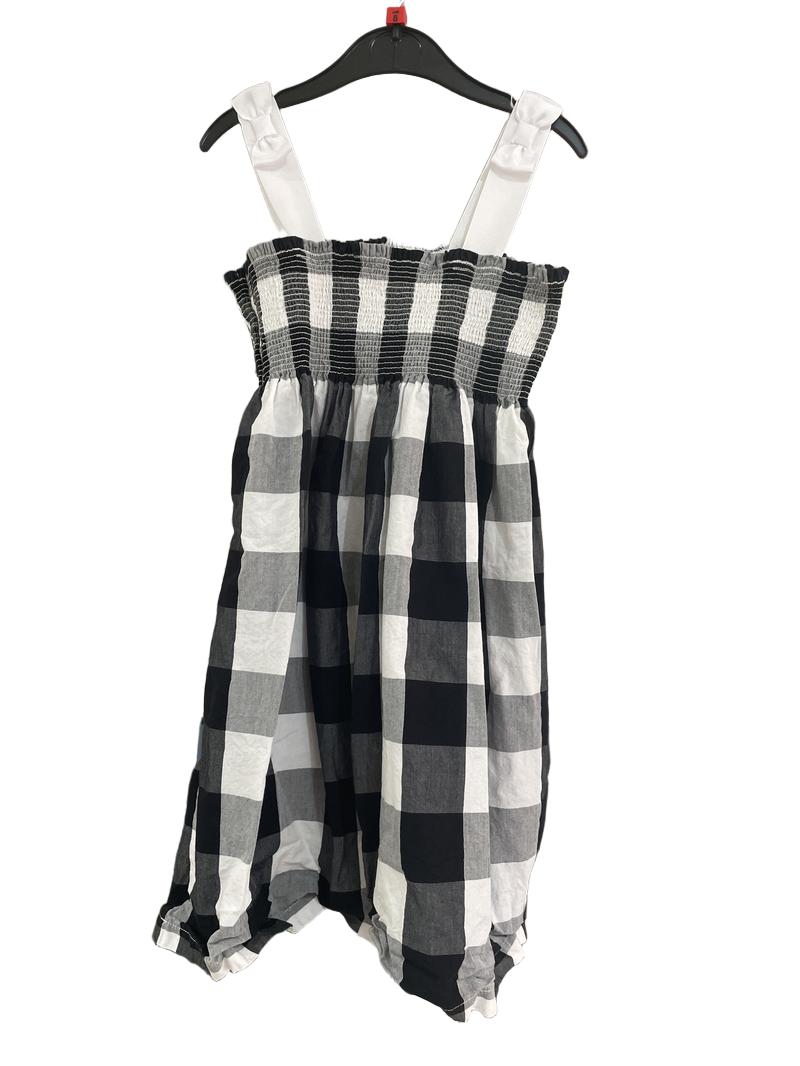 Preloved OVS - Black And White Gingham Sleeveless Dress. (8-9y)