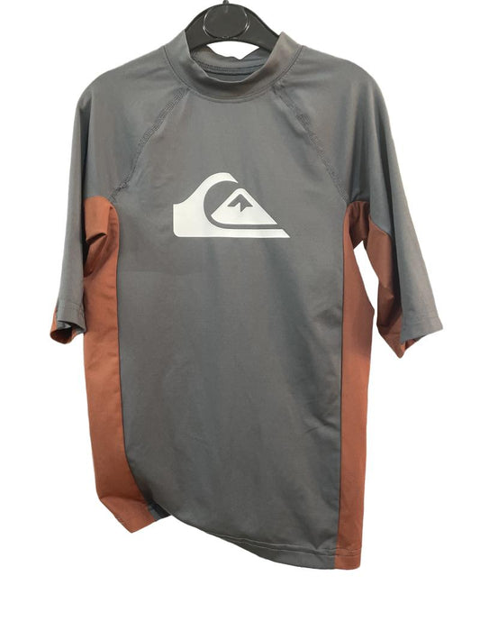 Preloved Quiksilver - Gray Short-sleeved UV Sun Protection Rashie Swim (10-11y)