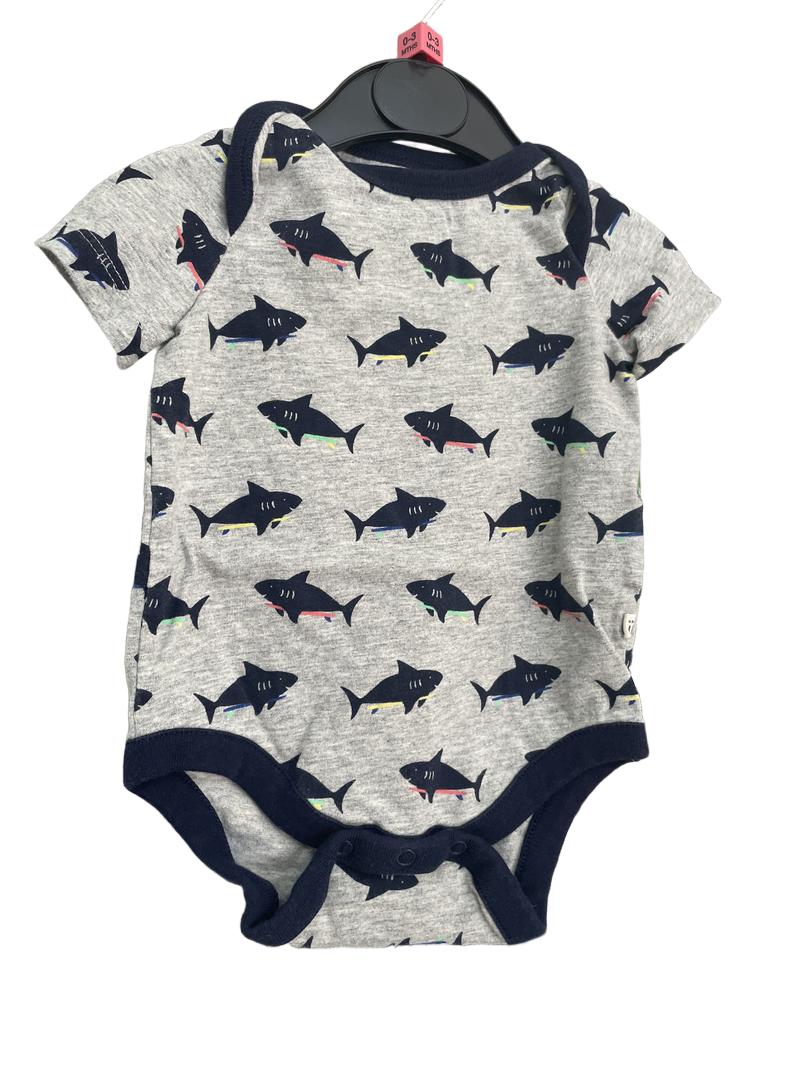 Preloved Gap - Grey Surfing Shark Design Vest (0-3m)