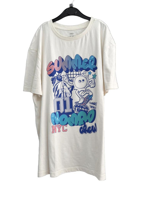 Preloved Marks & Spencer - White Summer Nomad T Shirt (12-13y)