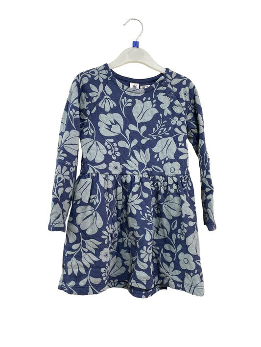 Preloved Petit Bateau - Blue Floral Quilted Dress (6-7y)