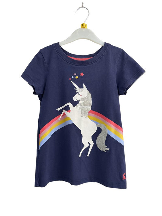 Preloved Joules - Blue Unicorn Short Sleeve T-shirt (7-8y)
