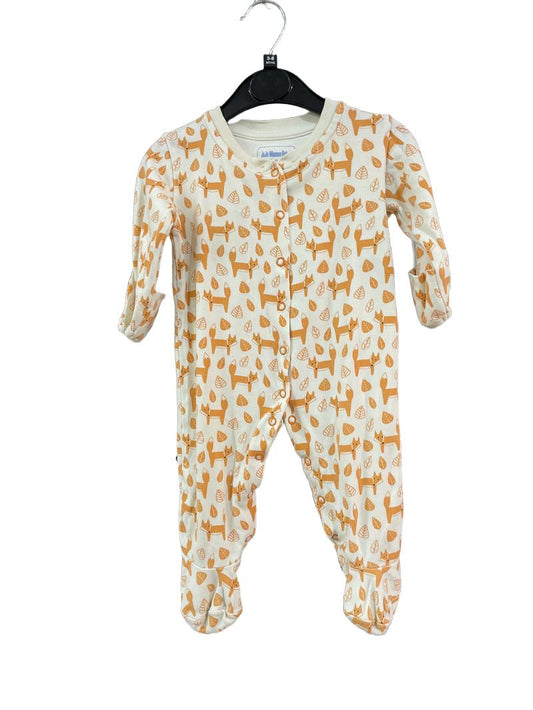 Preloved Jojo Maman Bebe - Cream Orange Fox Print Sleep Suit (3-6m)