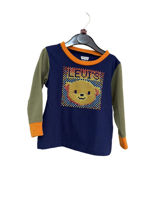 Preloved Levi's - Navy Green Mosaic Bear Graphic Long-sleeved T Shirt (18-24m)