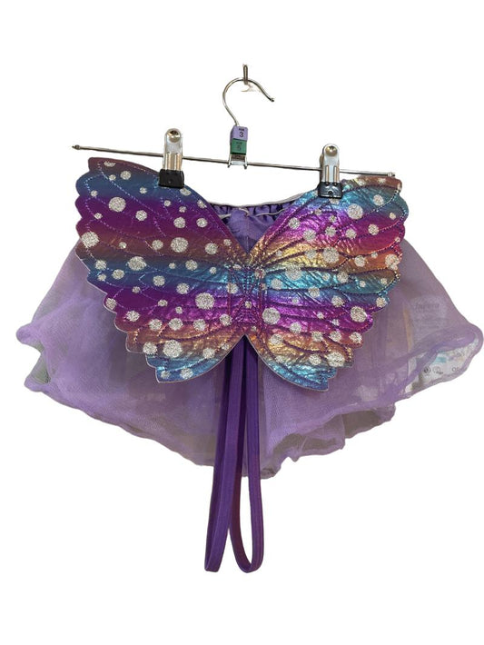 Preloved Unknown Brand - Purple Skirt And Sparkle Rainbow Fairy Wings Costume. (3-4y, 4-5y, 5-6y)