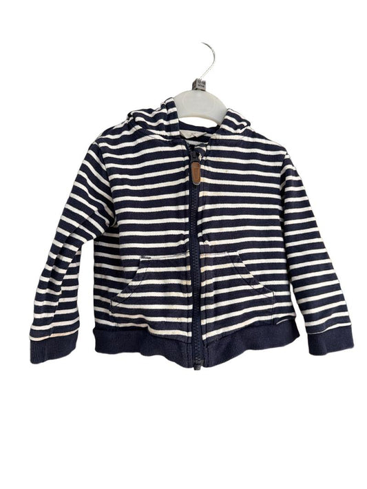 Preloved John Lewis - Navy White Stripe Zip Hoodie (12-18m)