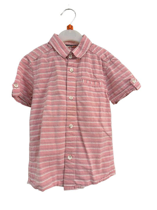 Preloved John Lewis - Pink Stripe Short-sleeved Button Down Shirt (4-5y)