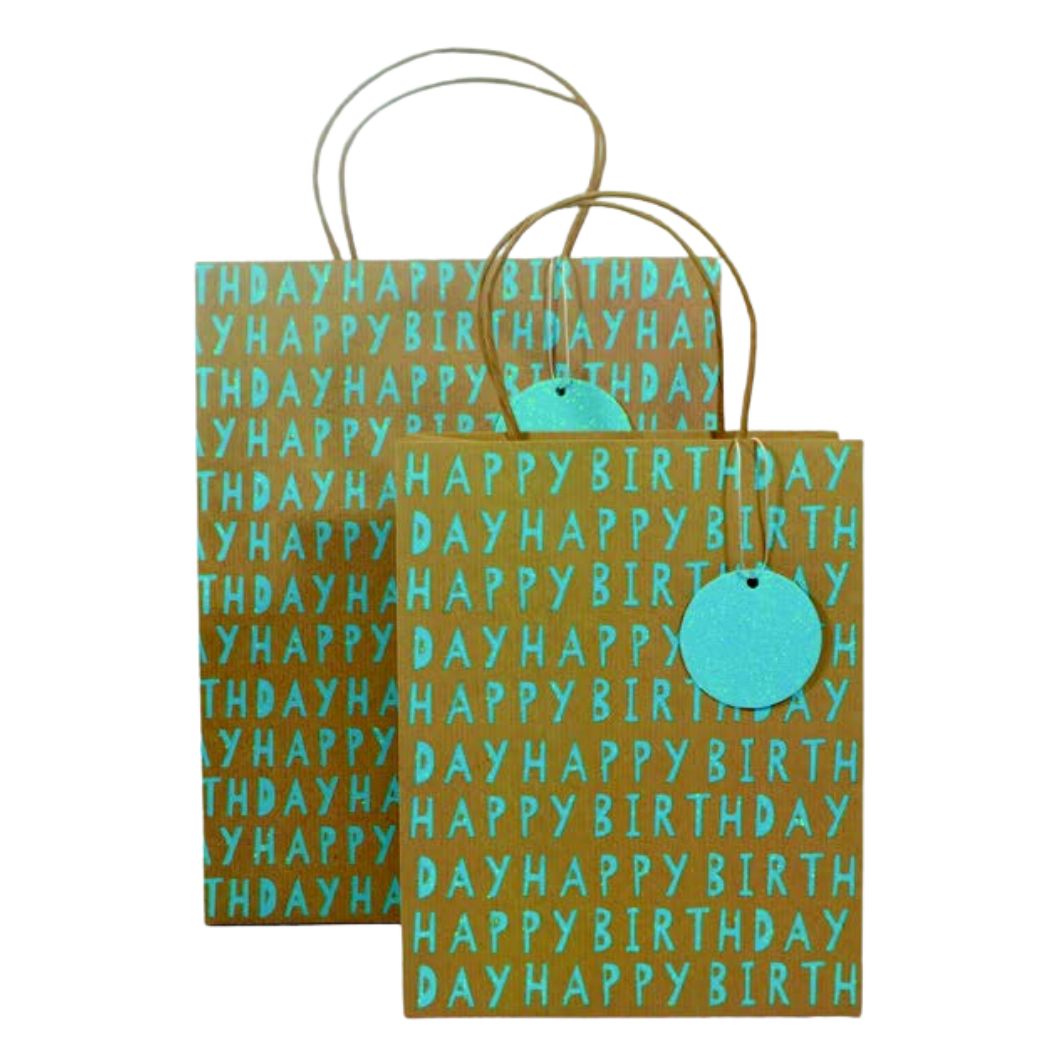 Neon Kraft Glitter Dots Gift Bags Spring Easter Mother's Day