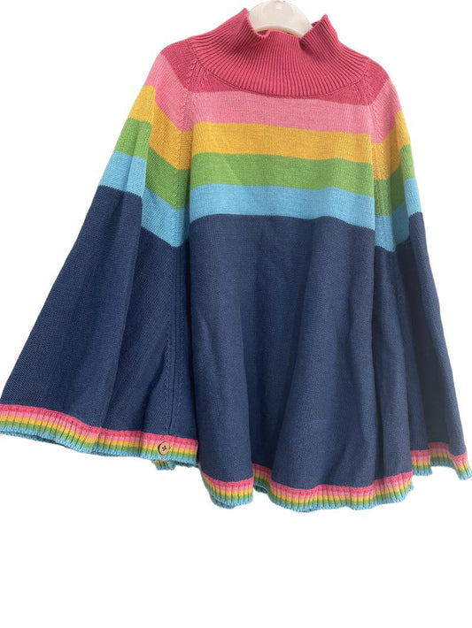 Preloved Kite - Rainbow Blue Knit Poncho, 8-11 Yr (8-9y, 9-10y, 10-11y)