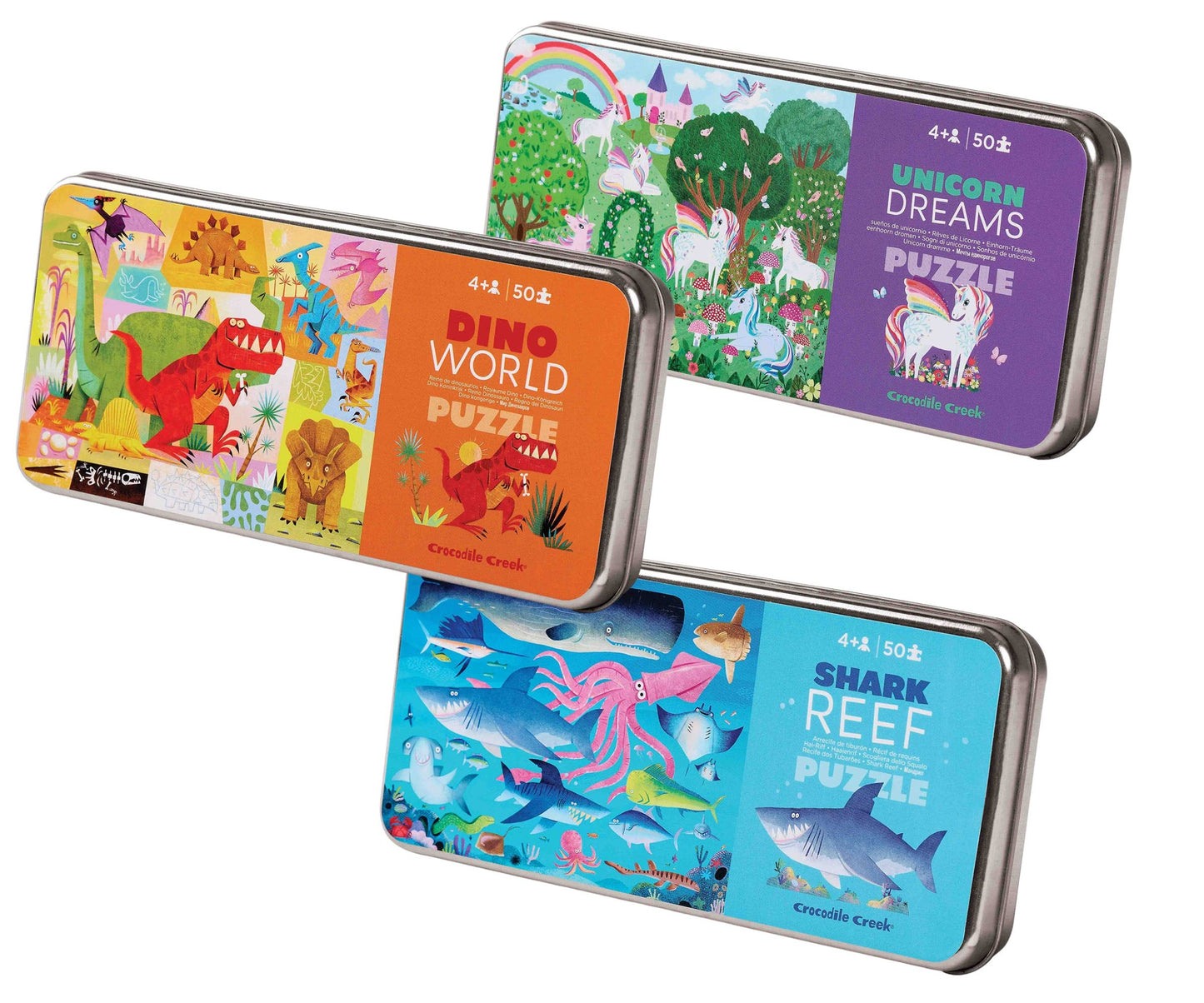 Crocodile Creek - 50 Piece Tin Puzzle Assortment - 18 Puzzle