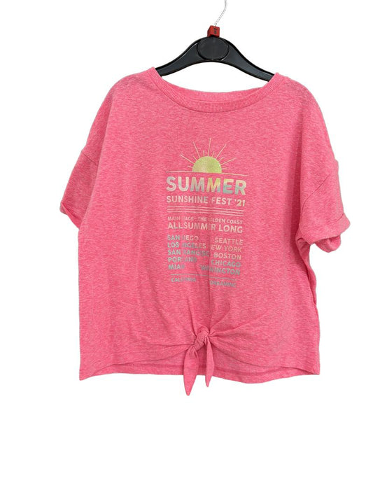 Preloved Marks & Spencer - Pink Summer Knotted Crop Top (8-9y)