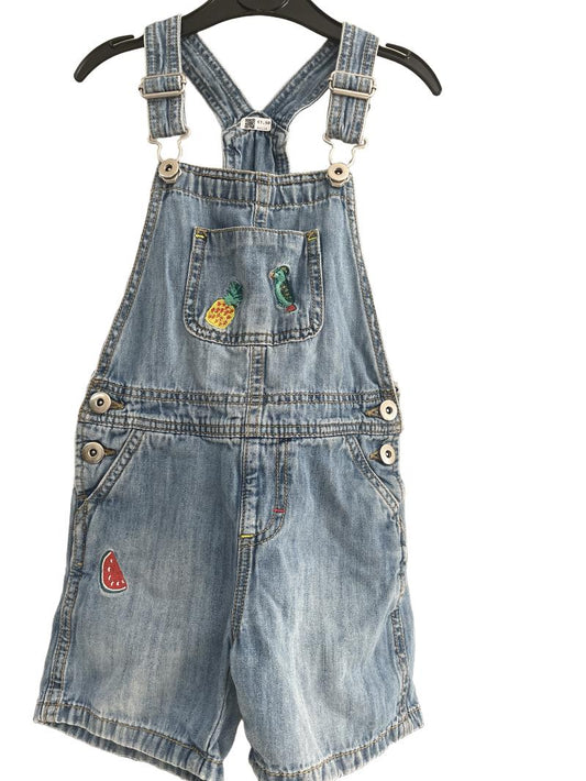 Preloved John Lewis - Denim Dungaree Shorts With Tropical Appliques (5-6y) - Outfit