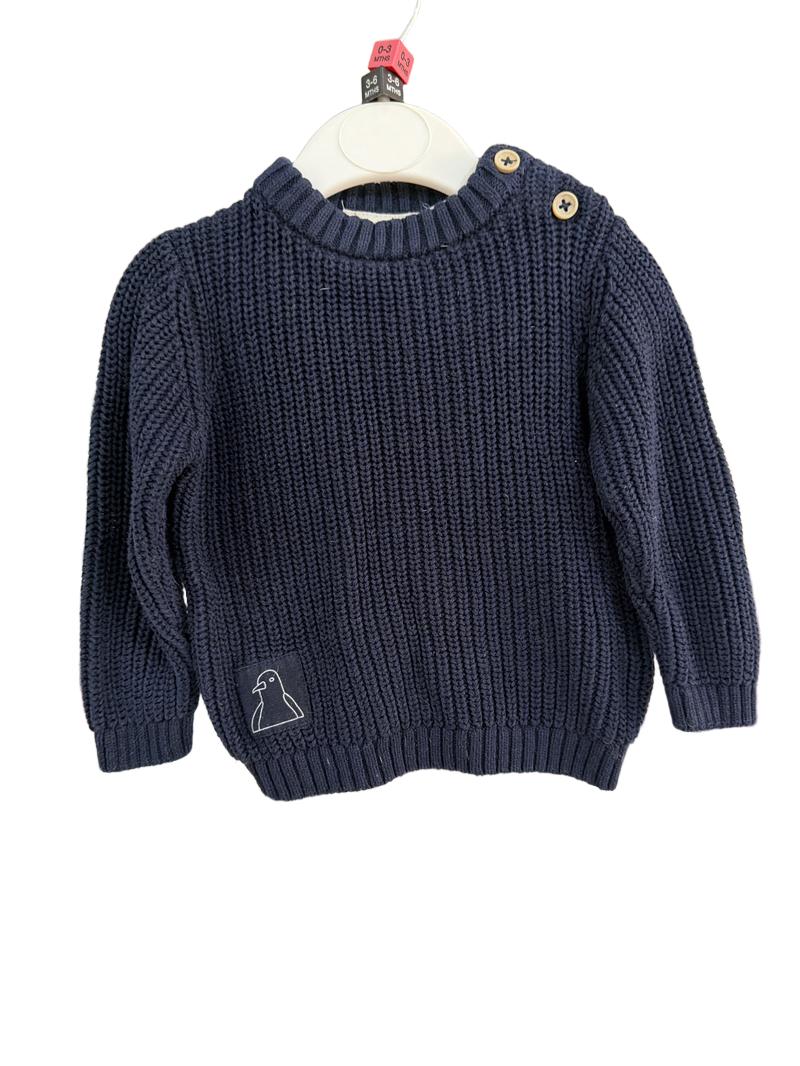 Preloved Lupilu - Navy Knit Jumper, 2-6 Months (0-6m)