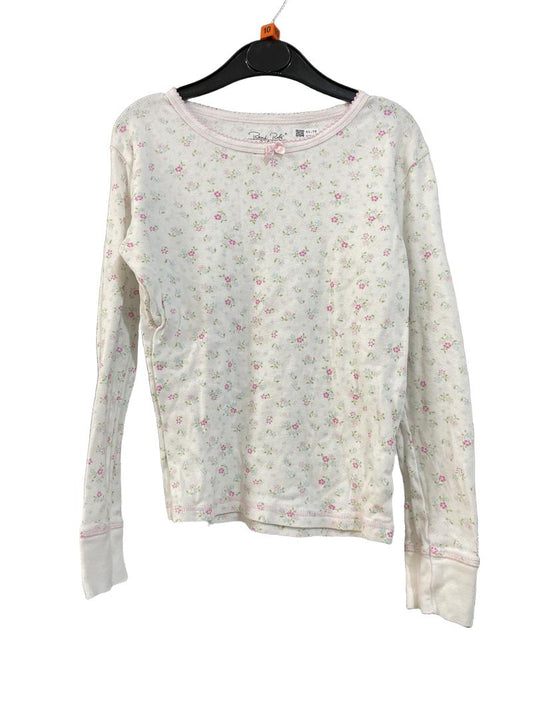 Preloved Rene Rofe - Top - White Pointelle Floral Print Long-sleeved Shirt (10-11y)