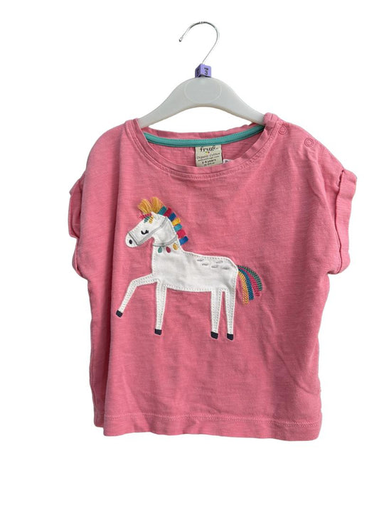 Preloved Frugi - Pink Horse Appliqué T Shirt (3-4y)