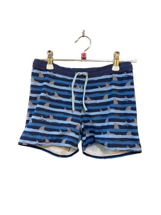 Preloved John Lewis - Boy's Swim Shorts Blue Multi Stripes With Sharks (10-11y)