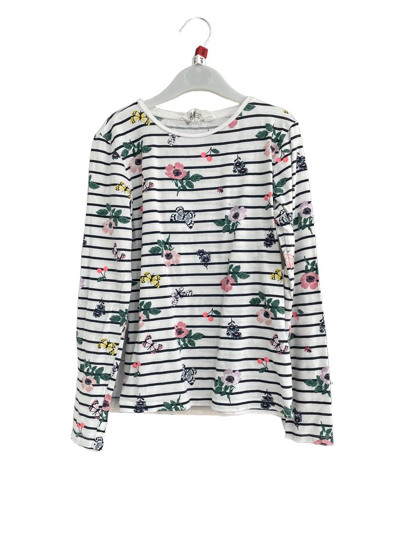 Preloved H&M - Navy White Stripe Butterfly Long-sleeved Shirt (9-10y, 8-9y)