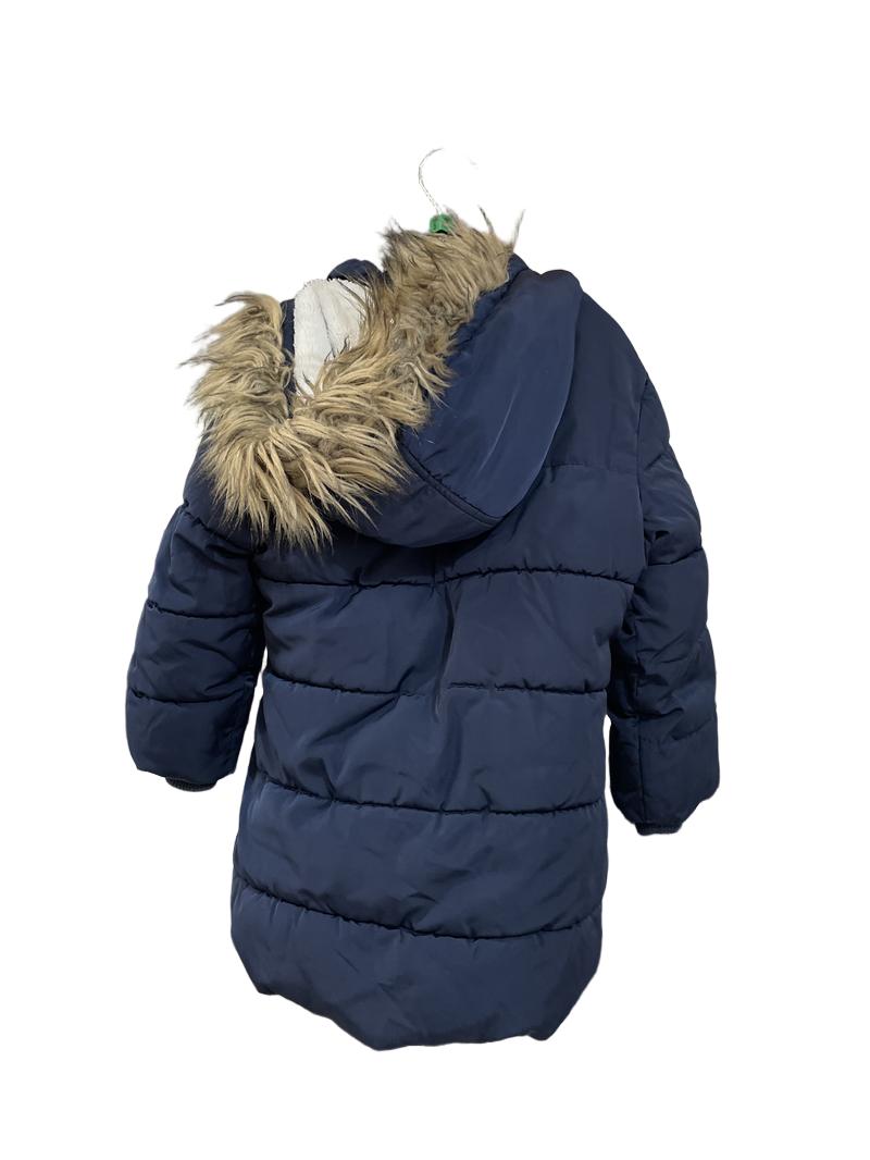 Preloved John Lewis - Jacket - Navy Puffer Parka Jacket With Fur Lined Hood (4-5y)