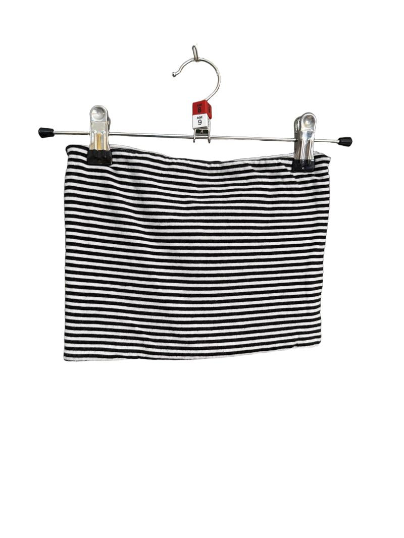 Preloved Topshop - Black White Striped Bandeau Tube Top; Size 6 Women (8-9y, 9-10y)