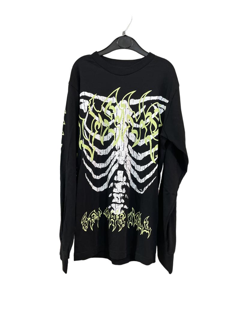 Preloved Vans - Black Skeleton Long-sleeved T Shirt, X Small (12-13y)