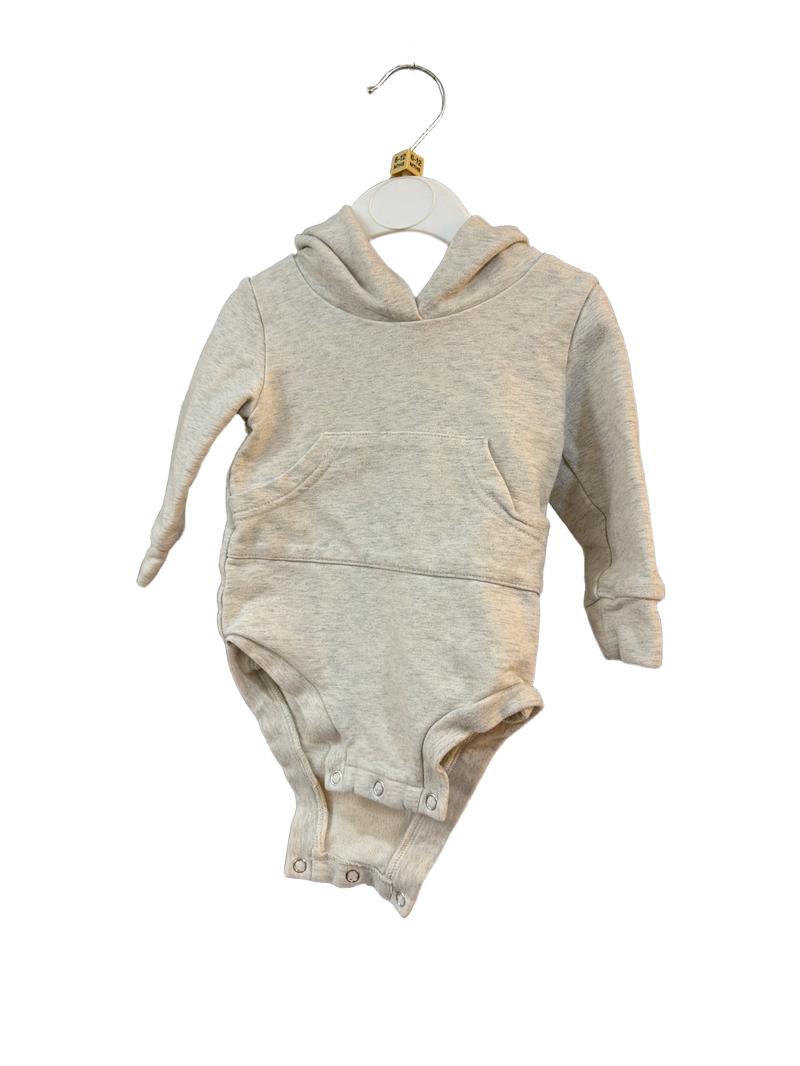 Preloved Little One Shop - Cream Gray Heather Hooded Onesie Bodysuit (6-12m)