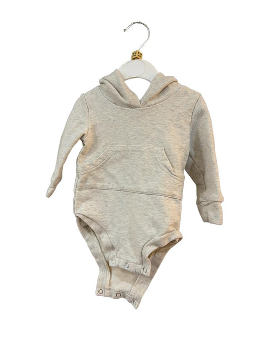 Preloved Little One Shop - Cream Gray Heather Hooded Onesie Bodysuit (6-12m)