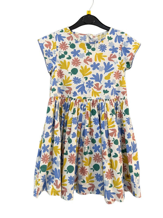 Preloved Petit Bateau - Multicolour Floral Print Short-sleeved Cotton Dress, 120 Cm (7-8y)
