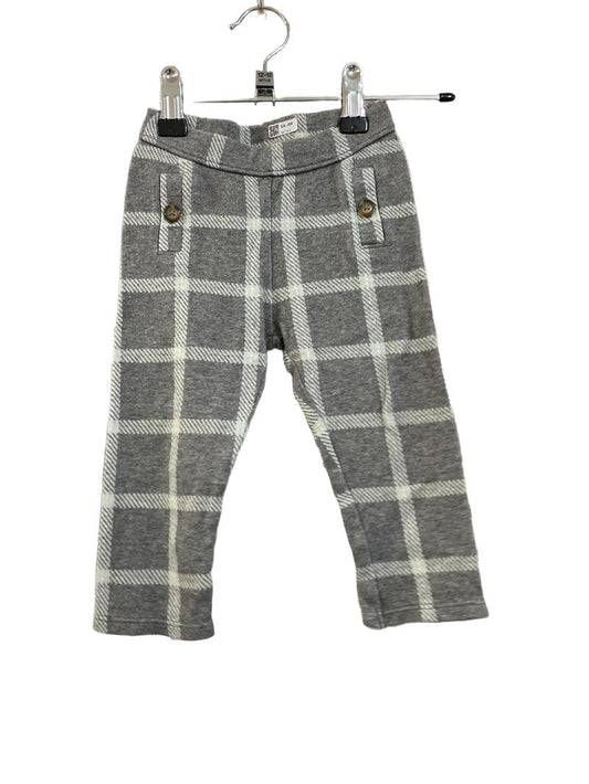 Preloved Janie And Jack - Trousers - Gray And Light Blue Plaid Check Leggings (12-18m)