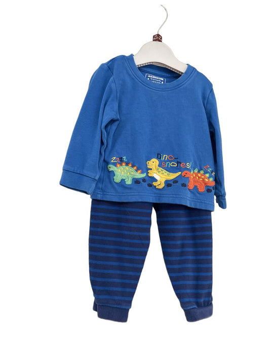 Preloved Jojo Maman Bebe - Sleepwear - Blue "Dino-snores!" Pajama Set (18-24m)