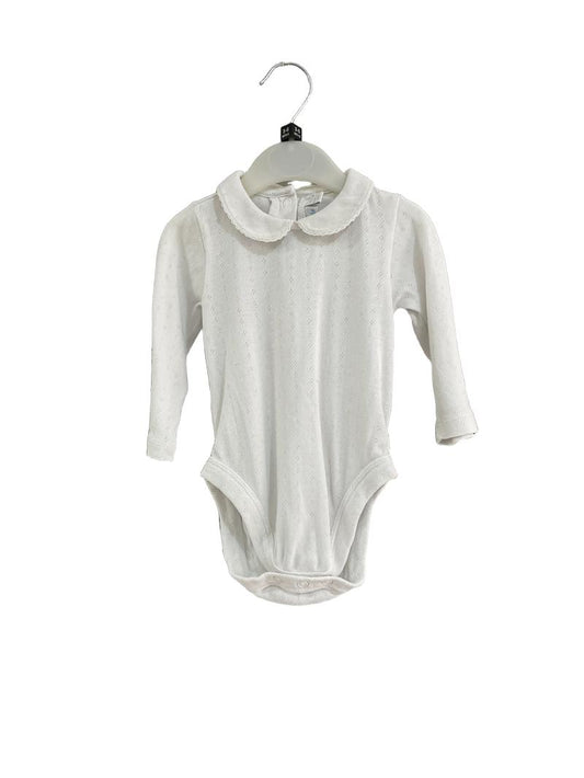 Preloved Jojo Maman Bebe - White Pointelle Long-sleeved Onesie Top (3-6m)