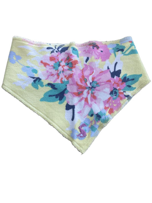 Preloved Joules - Dribble Bib- Reversible Pink Stripe And Yellow Flowers.
