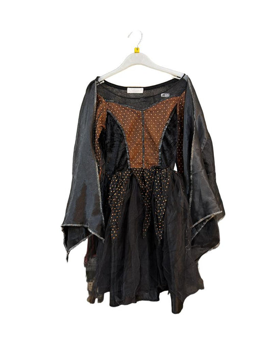Preloved Disney - Black Orange Glitter Sequin Witch Dress (7-8y)