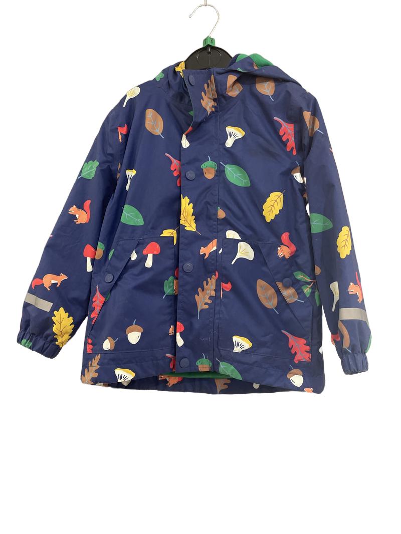 Preloved Mini Boden - Navy Waterproof Coat With Woodland Theme Print. (5-6y)