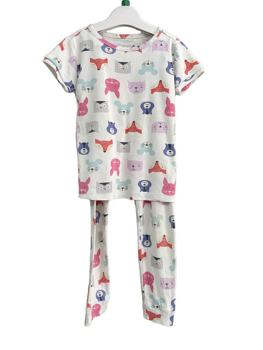 Preloved Gap - Multicolour Short-sleeved Animal Print Pyjamas  (5-6y) - Sleepwear